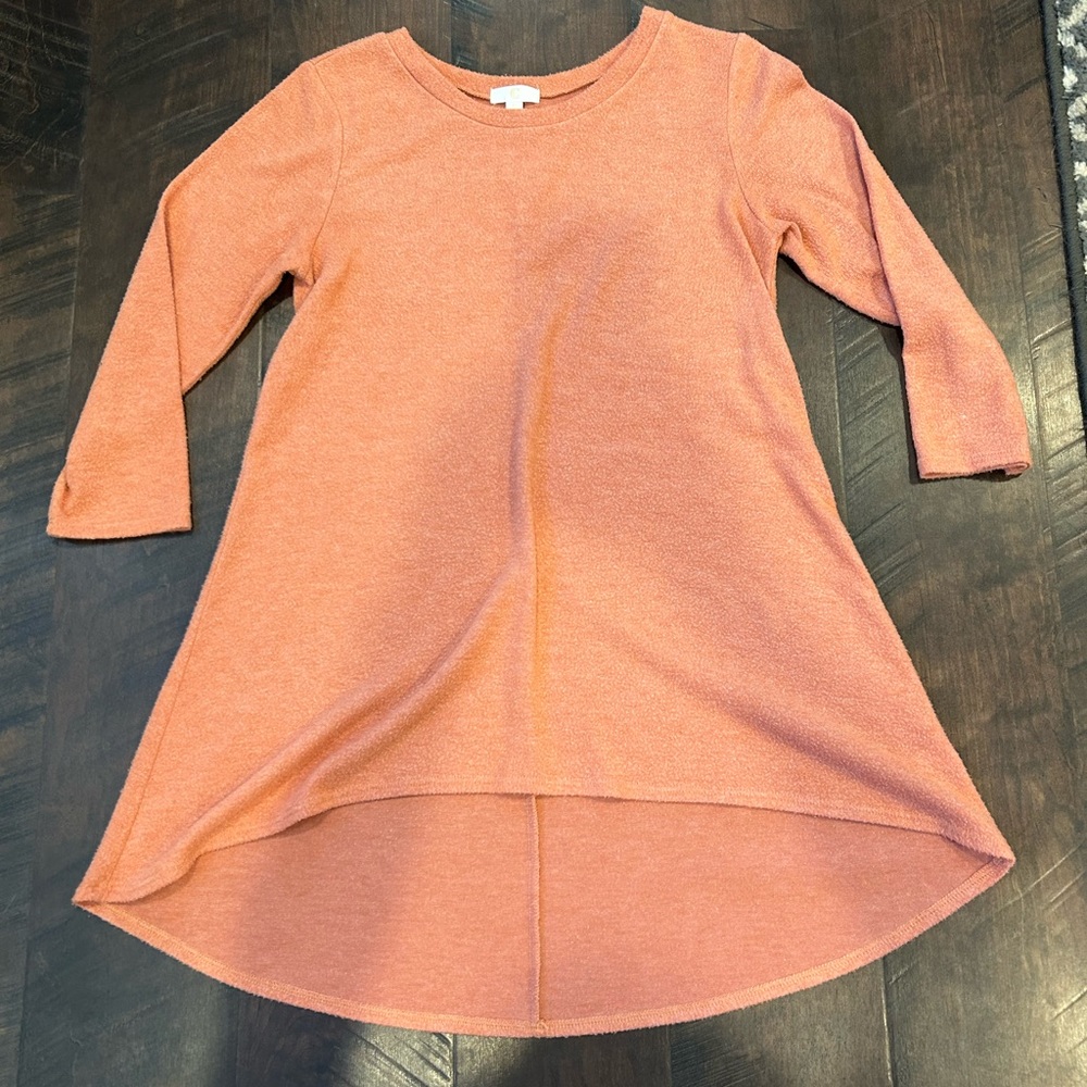 High-low peach colored sweater